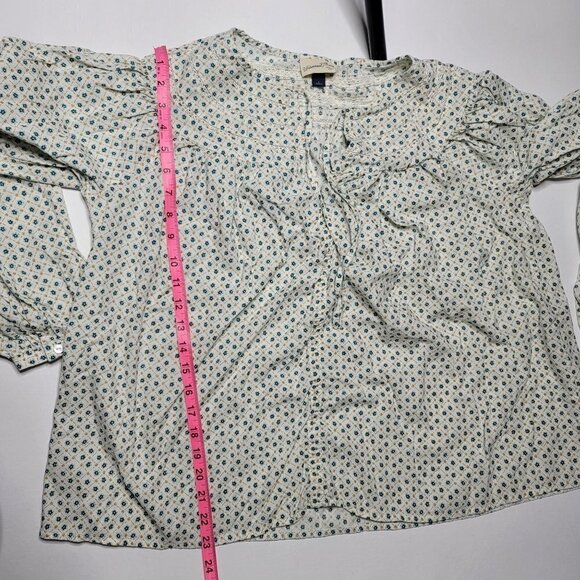 Universal Threads Womens Teal Floral Long Sleeve Tie Front Blouse Size Large - Picture 3 of 14